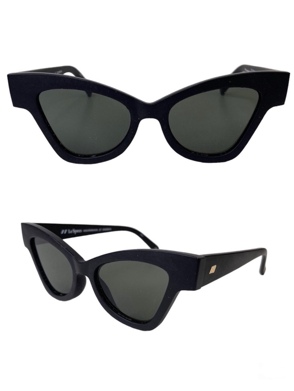 NEW LE SPECS Hourgrass Cat Eye Sunglasses Black Matte With Case